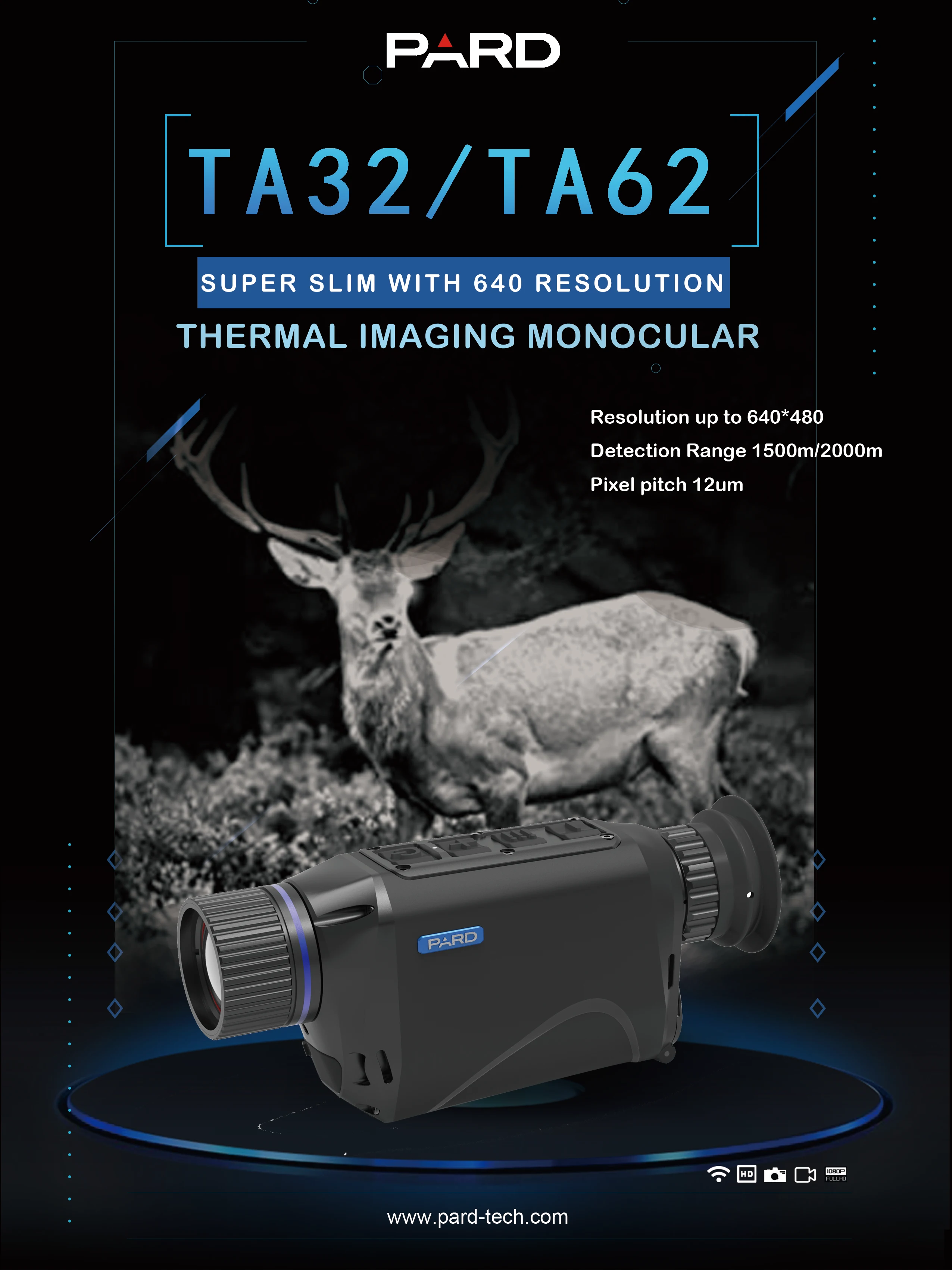 TA62 HANDHELD THERMAL  MONOCULAR SPOTTER 640*480 12um WITH 35mm LENS thermal imaging scope