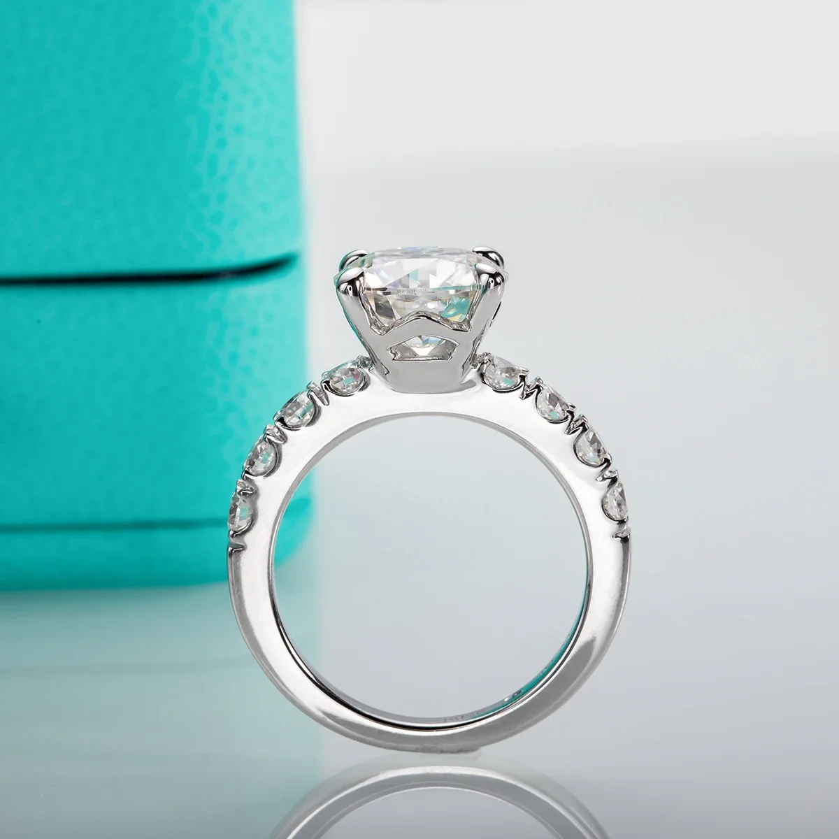 3ct D Color All Moissanite Engagement Rings 925 Sterling Silver Plated Lab Created Diamond Wedding Band Rings