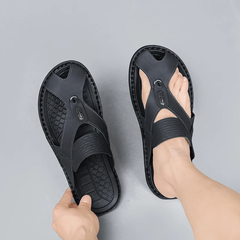 Men's Summer Outdoor Anti-Slip Soft-Soled Beach Coconut Slippers for Sports Casual Slip-On Shoes