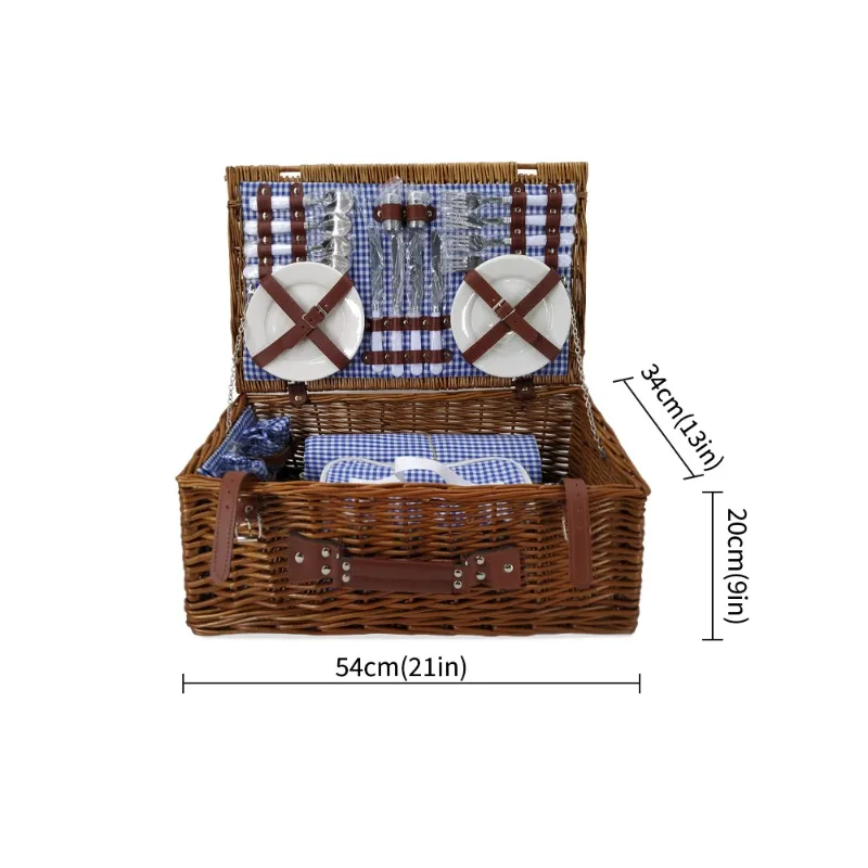 

Handmade Oval Wicker New 4 Person Willow Picnic Basket Insulated