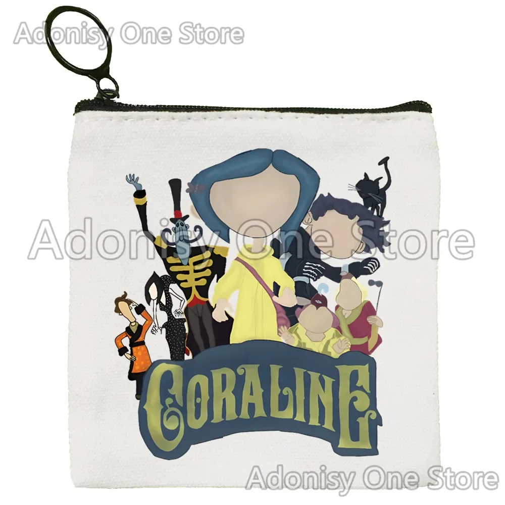 Coraline kanvas dompet koin Logo kustom kantong penyimpanan tas kanvas baru tas koin kunci dompet koin