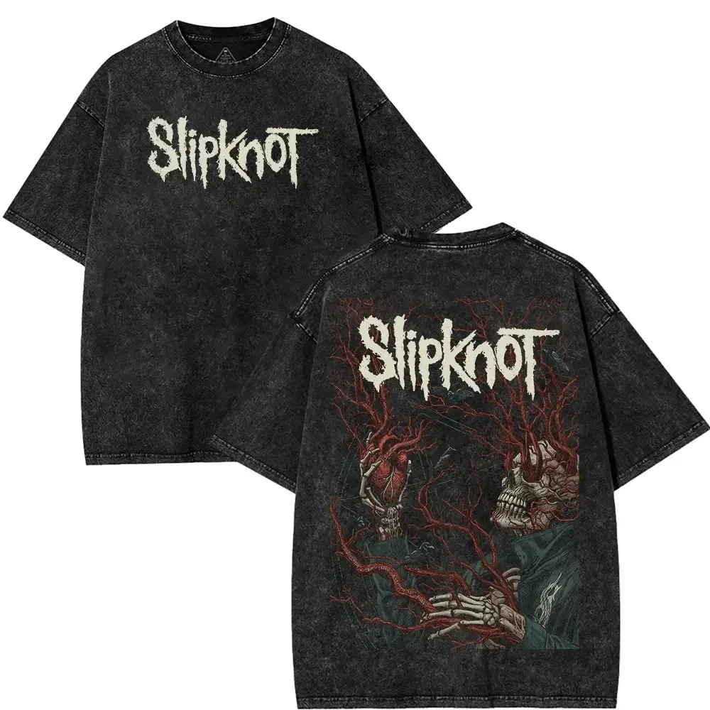 Camiseta Vintage con Estampado de Póster del Álbum de Slipknot, Merchandising de la Gira Mundial, Estilo Harajuku Unisex, Camisetas Holgadas para Hombre y Mujer
