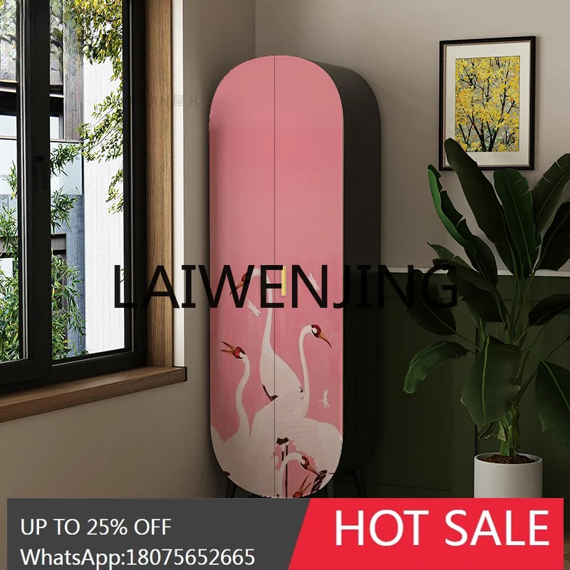 

Cream Style Solid Wood Wine Cabinet Household Living Room Storage Entrance Entrance Integrated Clothes Closet