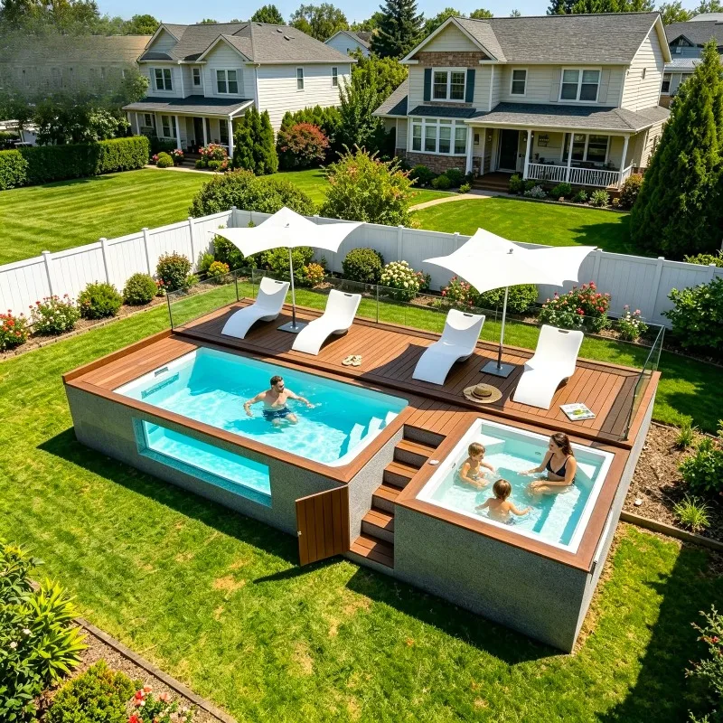 Reinforced Structure Container Swimming Pool Integral Welded Steel Pressure Resistant Anti Aging Leak Proof Outdoor Modular Pool