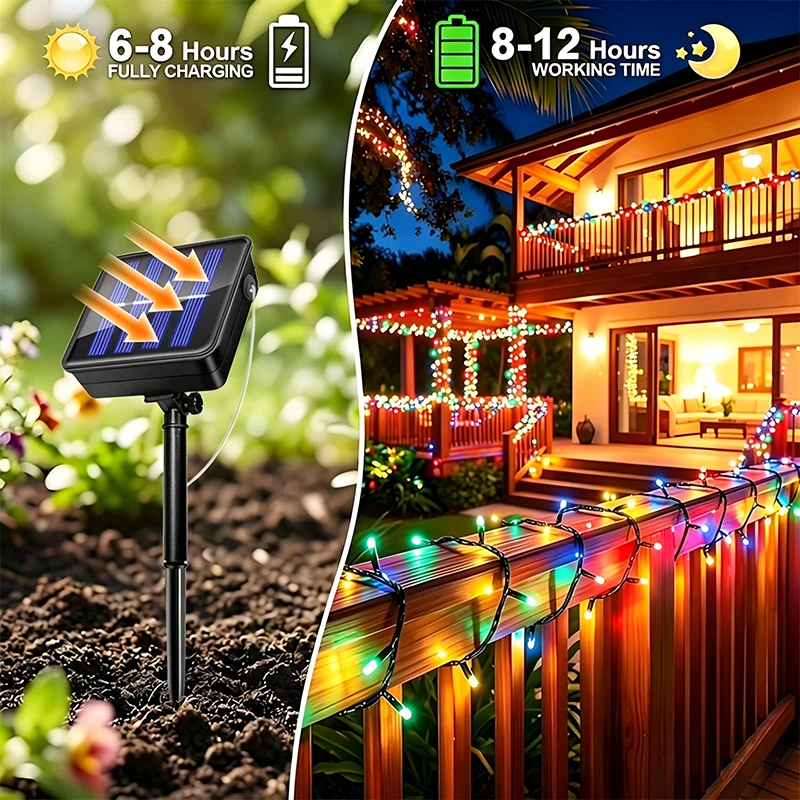 Christmas Solar Fairy Lights 8 - огляд і ціна Outdoor Solar Power Xmas Lights