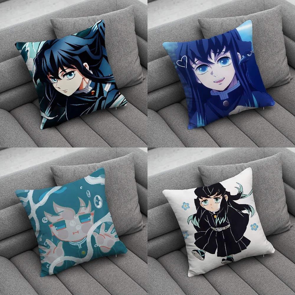 D-Demon S-Slayer Muichiro Tokito Pillow Case Soft Cushion Cases for Farmhouse Sofa Decor Home Decorations and Protector