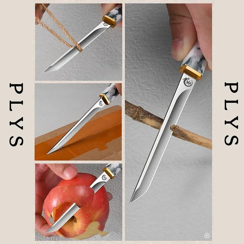 Stainless Steel 1-2 Piece Pocket Knife for Men Outdoor Camping Survival Cutting Tool Marble Style Travel Paring Knife WY9195