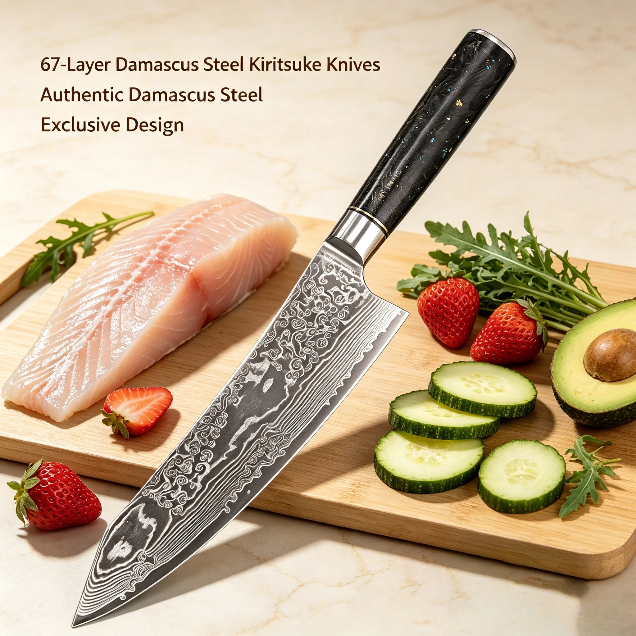 High Quality 67‑Layer Damascus Chef Knife Meat Knife Cleaver Knife Vegetable Cutter cutting knife Kitchen Gadget Kitchen Stuff
