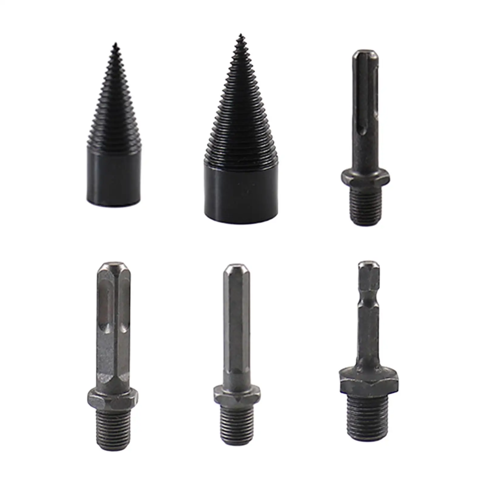 

6Pcs Wood Log Splitter Splitting Drill Bit Kit 32mm 42mm Drills and 4 Handles Portable for Electric Drill Professional Durable