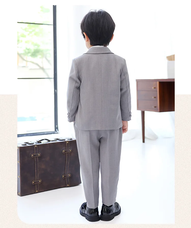Kids Formal Spring Autumn Suit Set Boys Wedding Birthday Ceremony Blazer Set Children's Piano Host Speech Performance Costume