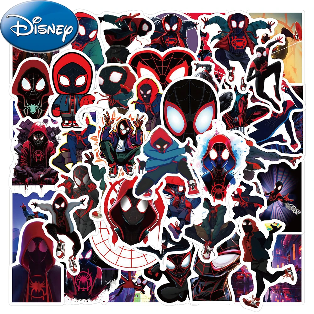 

10/30/50pcs Disney Cool Cartoon Spider Man Miles Morales Stickers Superhero Anime Graffiti Decals Sticker for Phone Luggage Bike