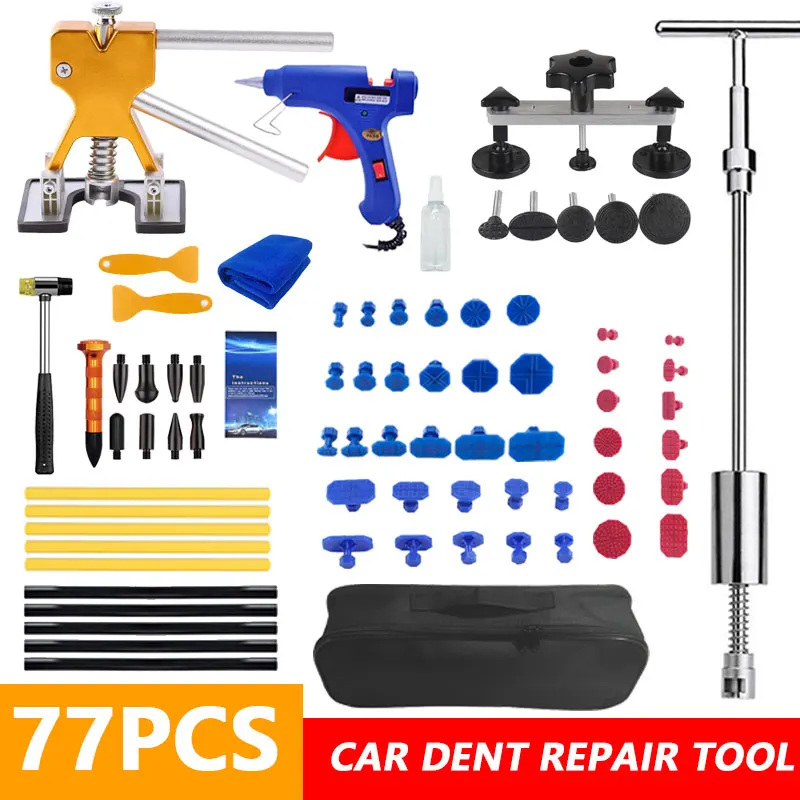 Paintless Dent Repair Kit Dent Puller Kit with Bridge Dent Puller and 2 in 1 T-bar Puller for Repair of Car SUV Truck