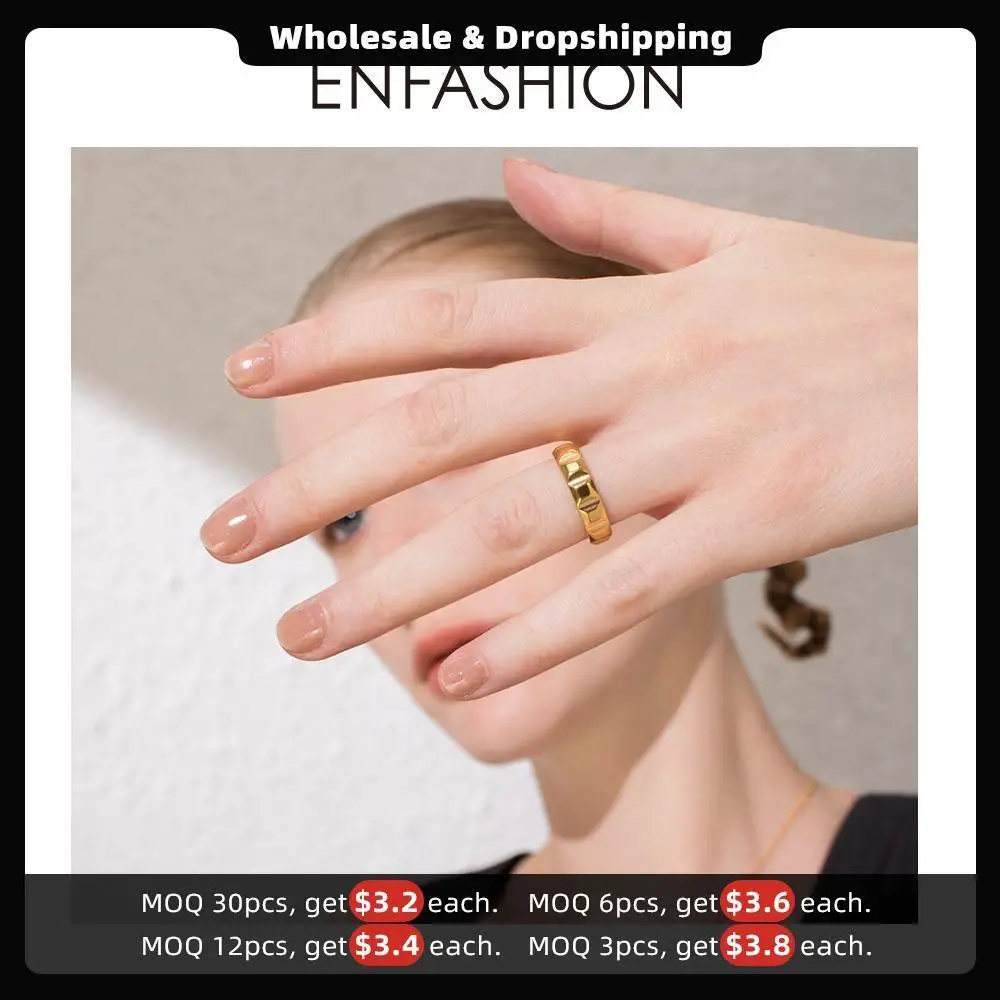 ENFASHION Punk Pyramid Ring For Women's Stainless Steel 18K Plated Gold Finger Ring Minimalist Simple Fashion Jewelry R194020