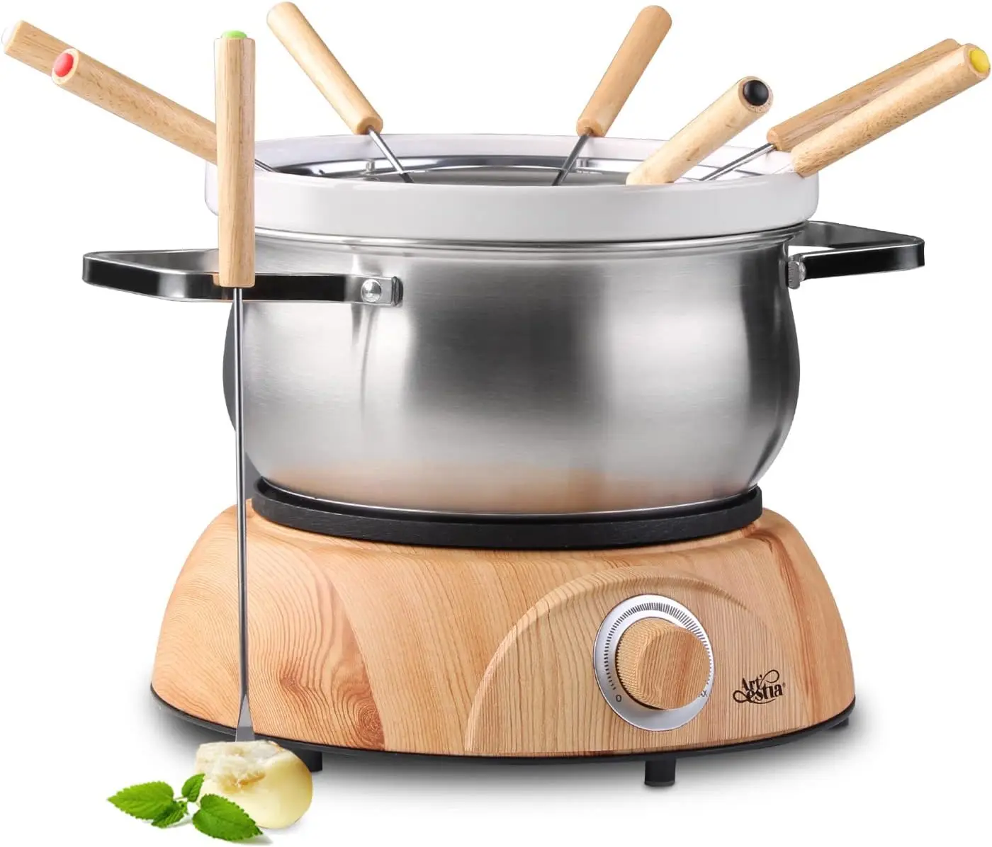 Set Pot untuk melelehkan keju coklat, Set Pot Fondue keju 1500W dengan kontrol suhu untuk daging