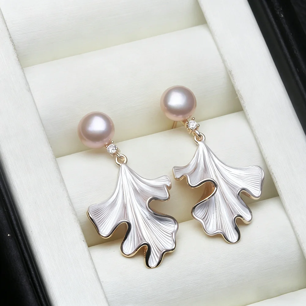 Real 925 Silver Natural Pearl Earrings Woman,Luxurious Dangling Freshwater Pearl Earring Wife Anniversary Gift White Black view 3