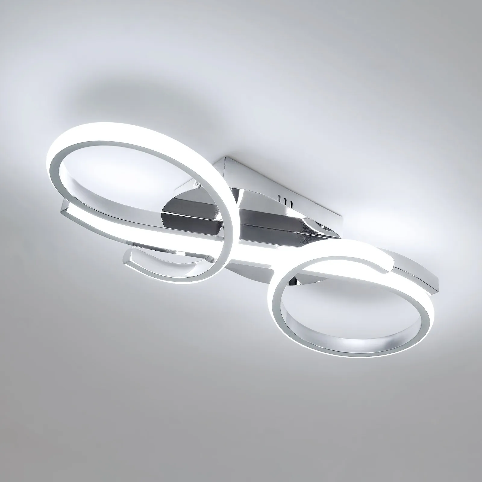 Plafoniera moderna a LED, lampada da soffitto creativa in argento da 36 W, 8 croci 6500 K bianco freddo, luci a LED per camera da letto, studio, ufficio