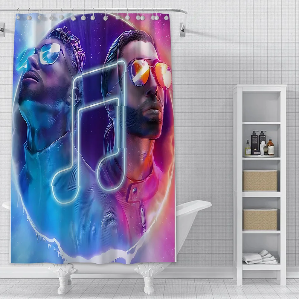 Rapper PNL QLF Singer Shower Curtain Waterproof Polyester Fabric Paint Bath Curtains Home Bathroom Decor Curtain With Hook