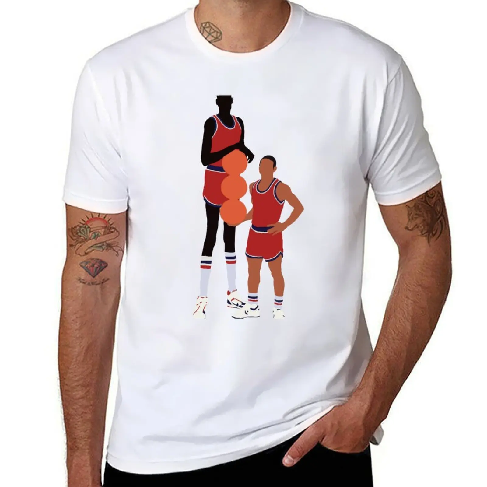 

Manute Bol And Muggsy Bogues Art T-Shirt cotton t shirts high quality man t shirts for men T-Shirt