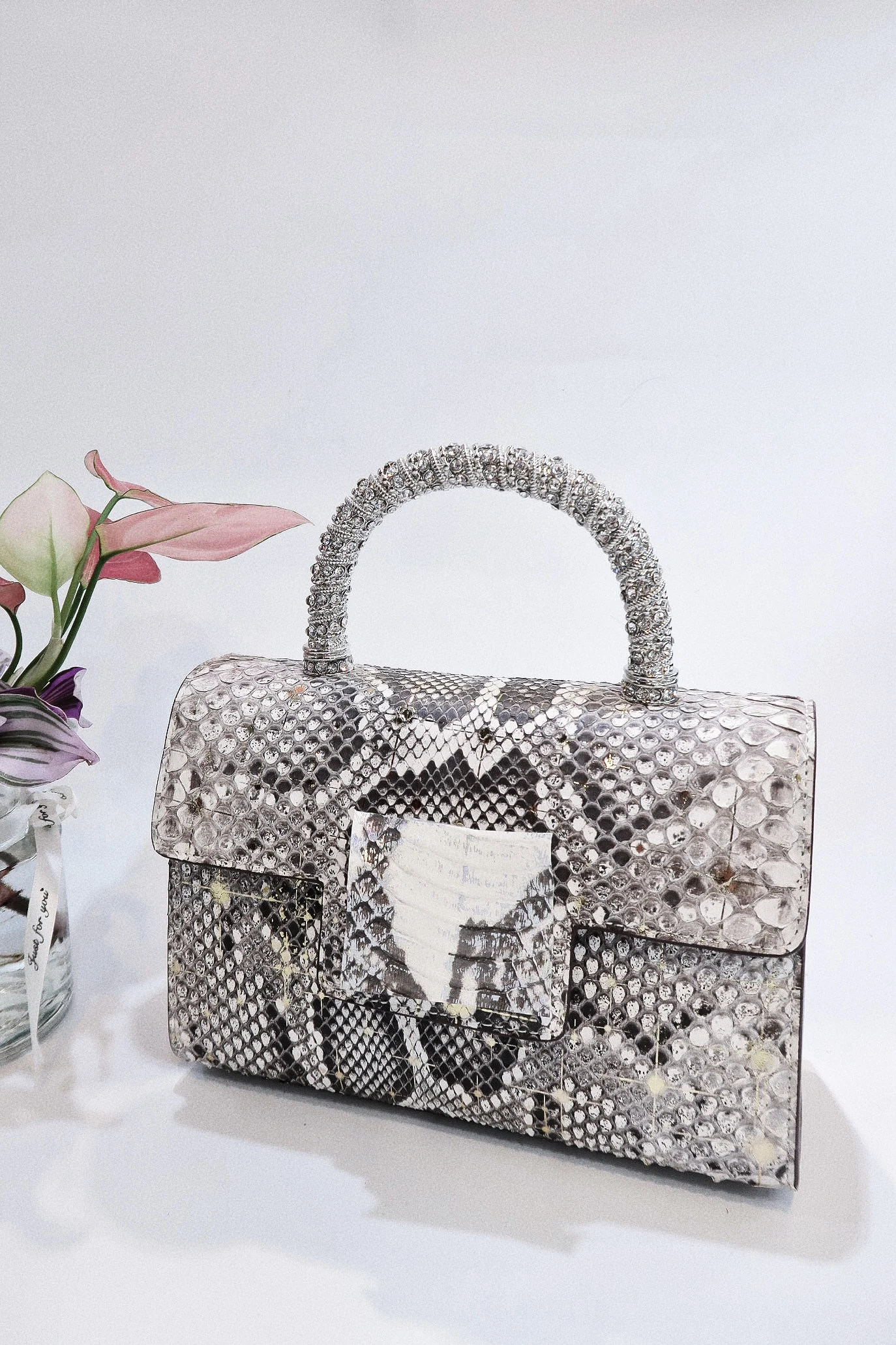 

2024NewStyleSpringSummerDiamondGenuineSnakeskinLeatherWomen'sBagFemale'sBag