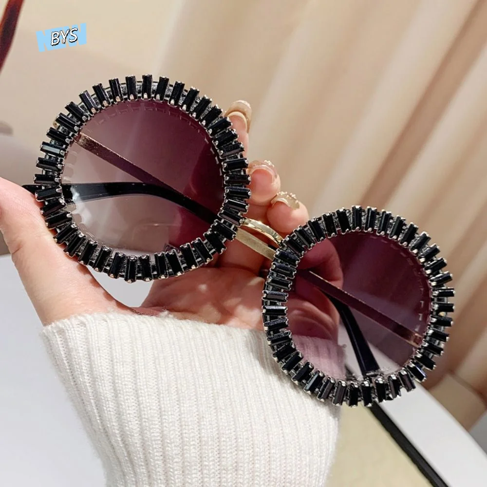 

INS Rhinestone Sunglasses Steampunk Fashion Retro Frame Eyewear UV400 Protection Round Beach Party Sun Glasses