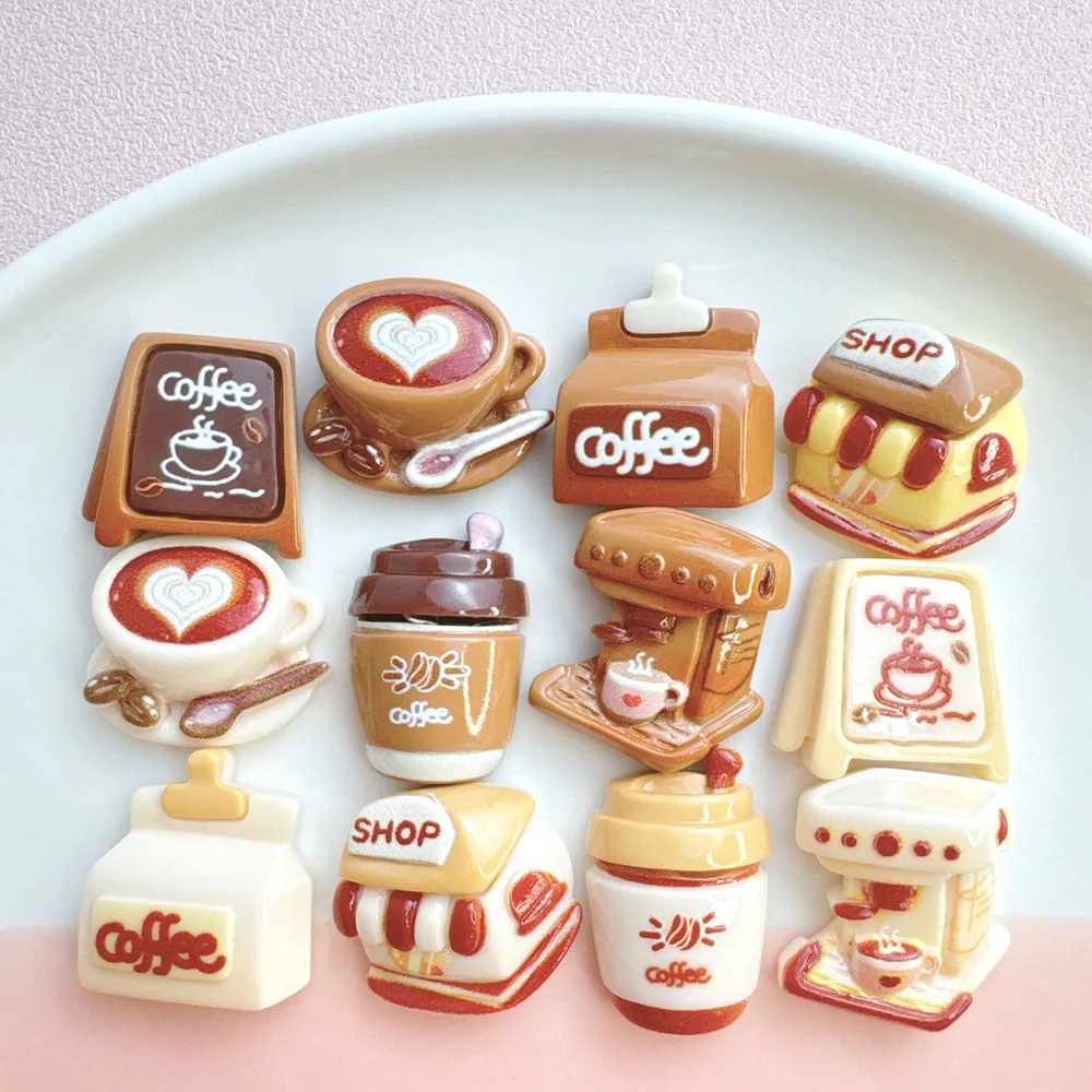 

Resin Mini Cartoon Coffee Charms Hair Clip DIY Craft Accessories Flatback Cabochon for Scrapbooking Phone Case Decoration Supply