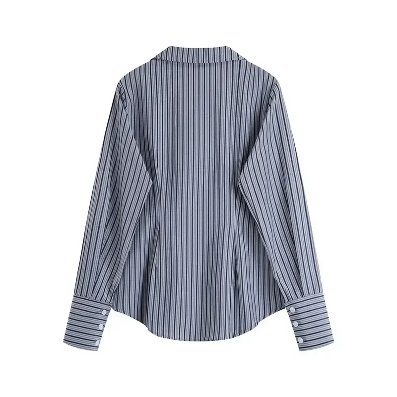 

Spring and Autumn Female Tops Button Up Women's Shirt Blouse Striped Korean Reviews Clothes Tunic Basic Vintage Streetwear XQ835