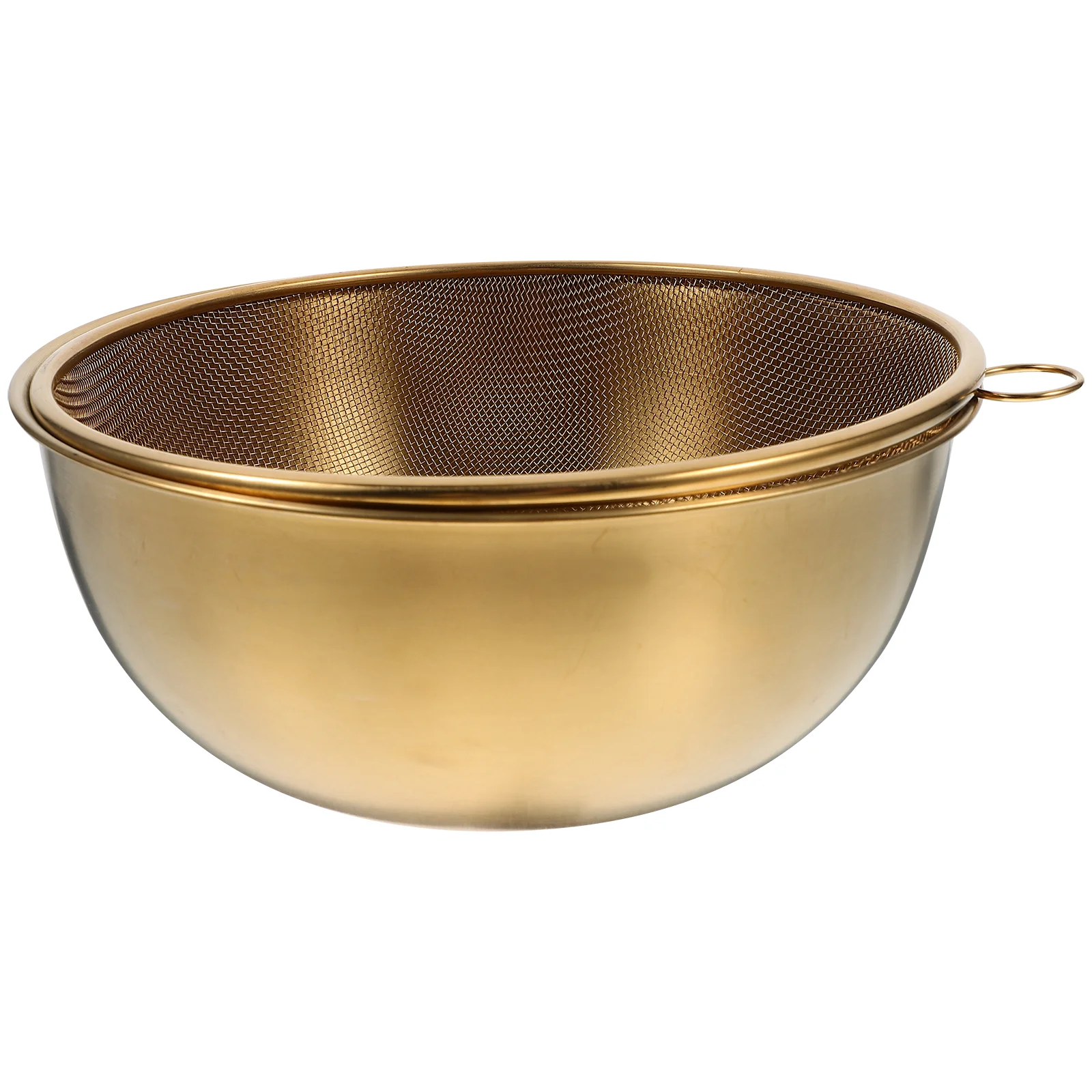 

Strainer Colander with Bowl Household Basket Stainless Steel Rice Fruit Mesh Vegetable Drain Golden Sieve Sifter