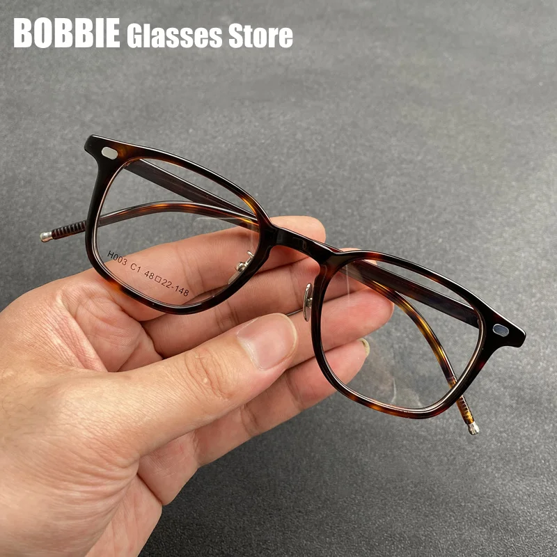 Japanese 8g Retro Square Frame Tortoise Glasses Frame Men Handmade Acetate Myopia Eyeglasses Photochromic Eyewear Rectangle 2026