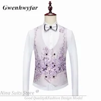 G&N 2026 New Series Men Suits Blazer Beautiful Lilac Purple Floral Pattern Tuxedos 3 Pieces Formal Party Costume Homme Slim Fit 2