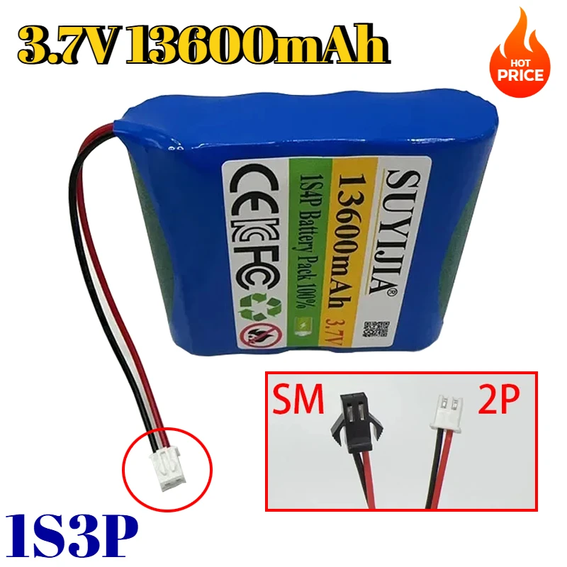 

18650 Rechargeable Lithium-ion 1S4P 13600mah 3.7V Battery Pool Kit Built-in BMS for Flashlight Speaker Medical Equipment