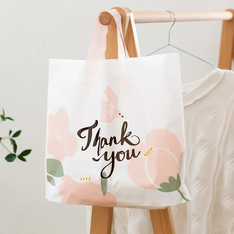 50Pcs Gift Packaging Plastic Bag Christmas Wedding Party Thank You Gift Bag with Handles Small Businesses Thank You Gift Bags