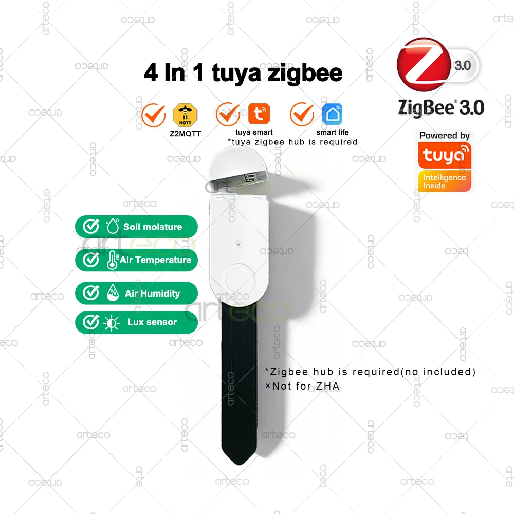 Zigbee Bodemtester Vochtsensor Temperatuur-vochtigheidsmeter Luminantie Vruchtbaarheidsdetector Voor Tuya Smart Life Z2MQTT Automatisering