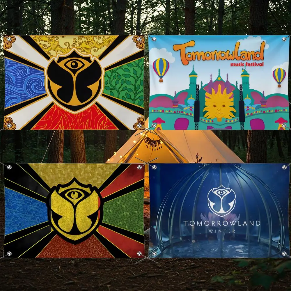 Festival T-Tomorrowland Flags Cozy Home Unhemmed Flag 4 Corner Grommets Anti-Wrinkle Waterproof Indoor