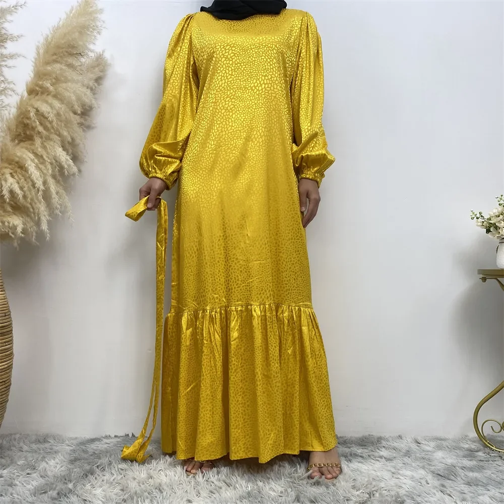

Ramadan Eid Dubai Satin Print Abaya Turkey Muslim Women Hijab Dress Musulmane Kaftan Robe Islamic Clothing Abayas Djellaba Femme