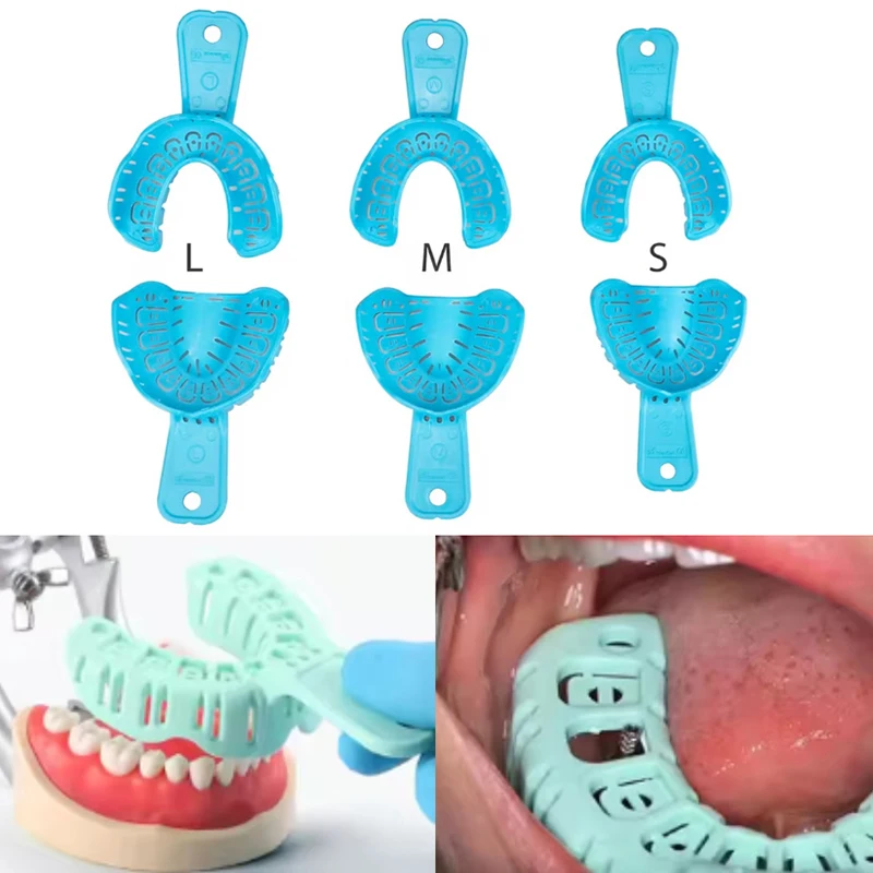 2Pcs Different Sizes Dental Impression Tray Upper Lower Full Mouth Removable Dentistry Supply Material