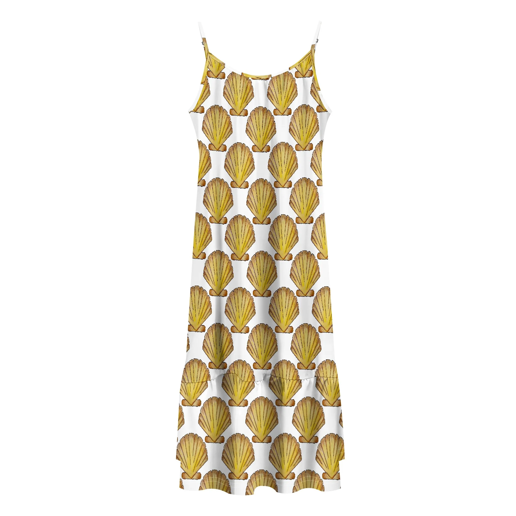 Muschelmuster Boho Sommerkleid Damen Atmungsaktives Midi für Cocktail-Heckklappenparty