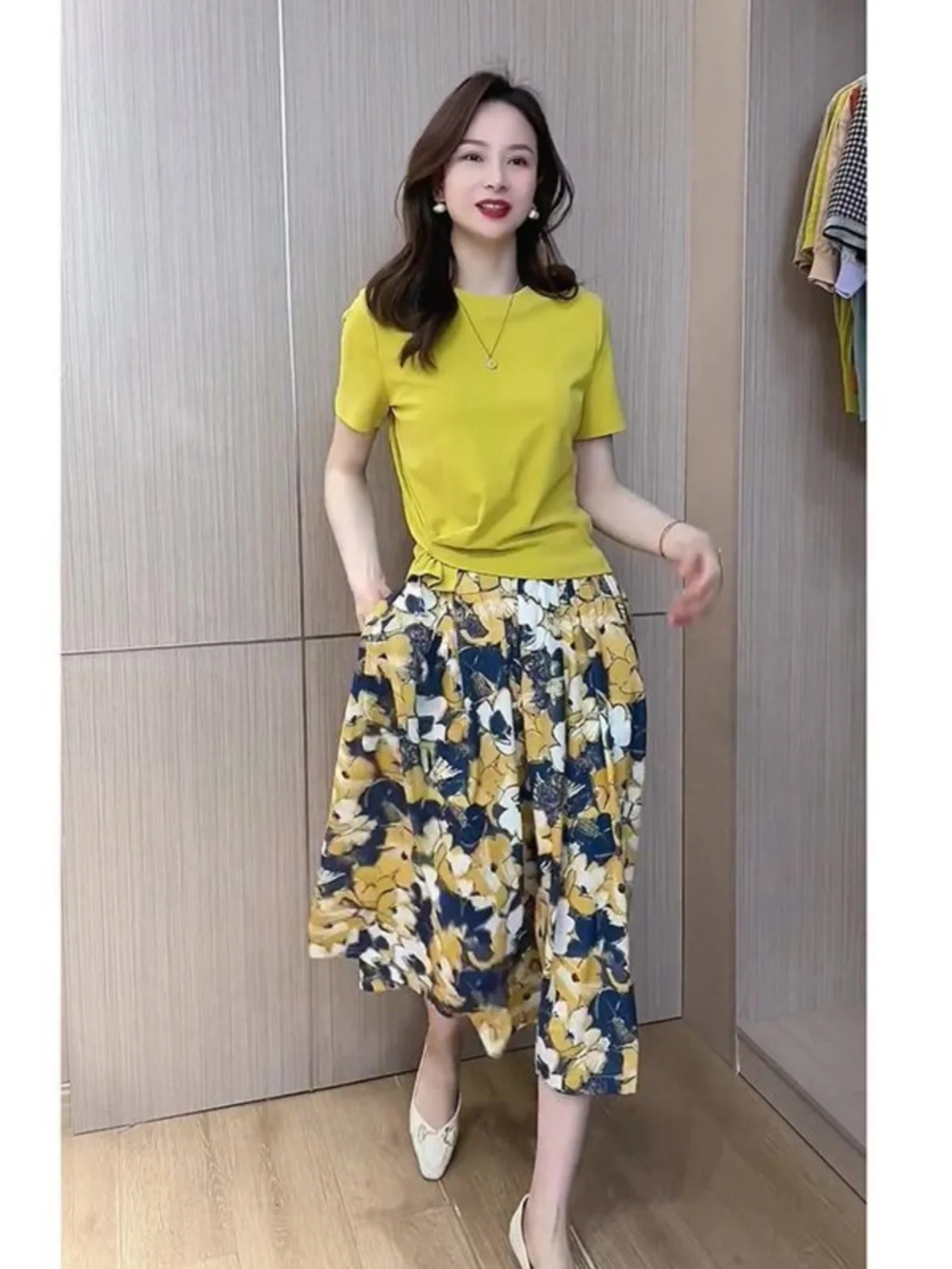 ele-ort-sve-top-and-skirt-two-piece-set-simple-age-defng-summer-outfit-floral-qingkou-brand-new-arrival-2025