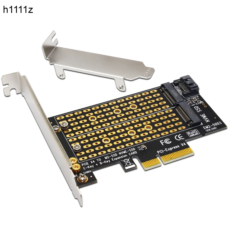 H1111Z Add On Cards PCIE to M2/M.2 Adapter SATA M.2 SSD PCIE Adapter NVME/M2 PCIE Adapter SSD M2 to SATA PCI-E Card M Key +B Key