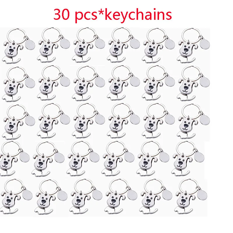 30 Pcs Creative Funny Nice Moving Lovely Dog Keychain Cat Keyring Key Chain Ring Key Fob Holder