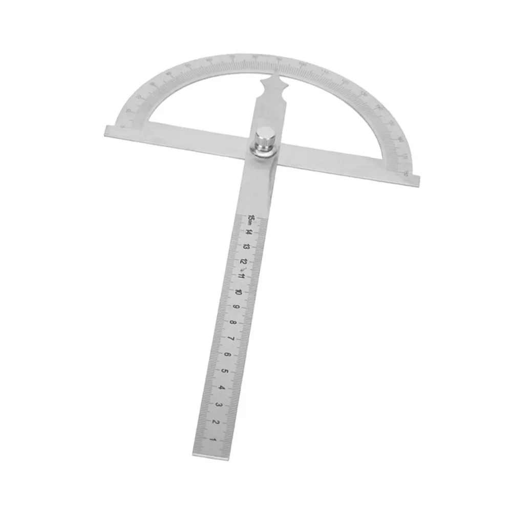 Stainless Steel Stainless Steel Protractor 0-180 Degree Rotary Arm Goniometer Angle Finder Silver 15cm Rotary Arm Protractor