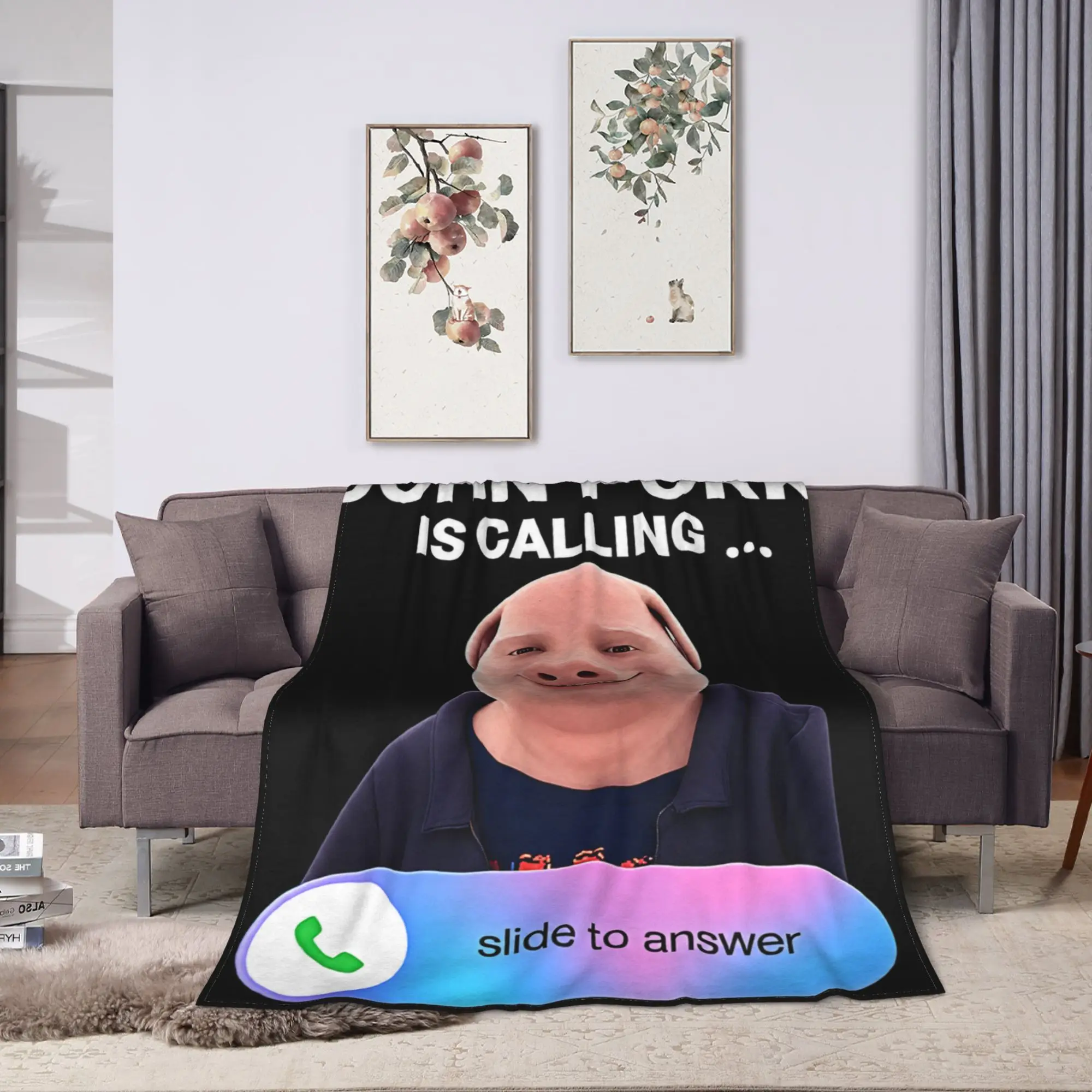 John Pork is Calling Blanket  Super Soft Print Plush Throw Blanket For Living Room Decorative Flannel Bedspread Bed Cover