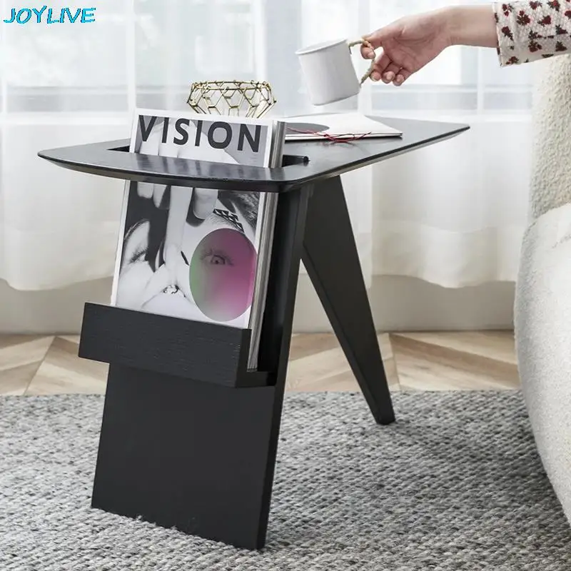 

JOYLIVE Storage Rack Sofa Side Table Solid Wood Coffee Table Minimalist Sofa Table Book Magazine Shelf 2022 New Dropshipping