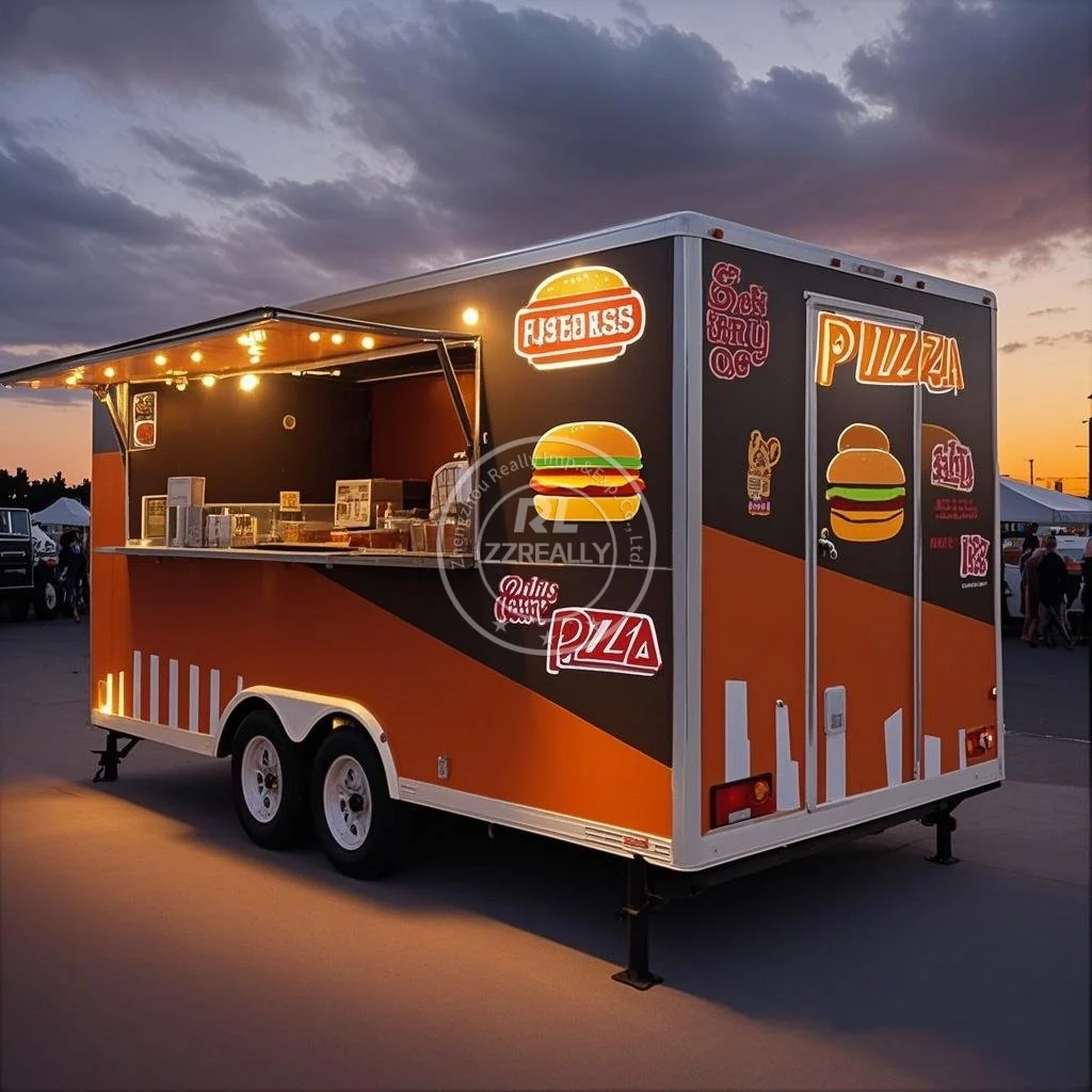 

Customizable Stainless Steel Fast Food Truck Hot Dog Pizza Coffee Ice Cream Mobile Food Trailer With Full Equipment