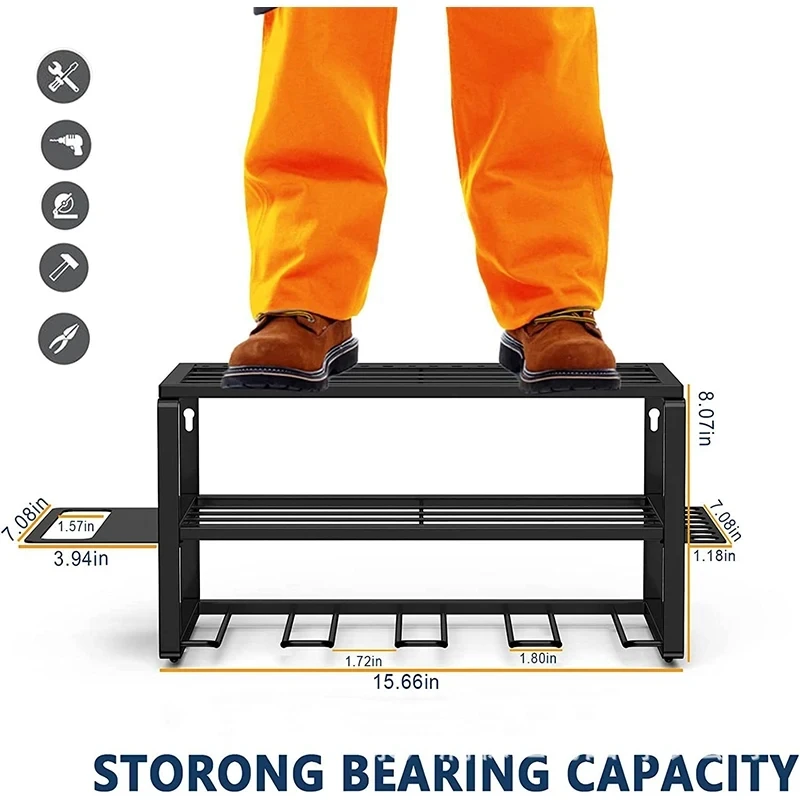 Imagem -06 - Mão Power Tool Organizer Rack Parede Montado Armário de Ferramentas Flutuantes Broca Elétrica Titular Pesados para Oficina de Garagem