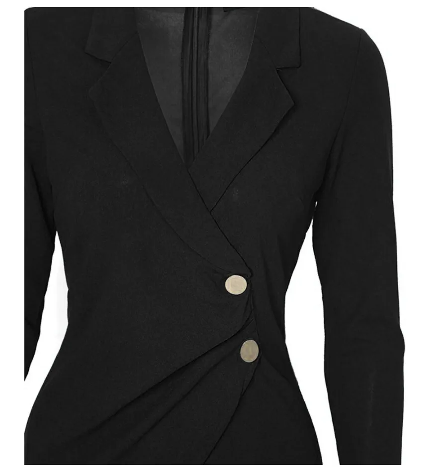 Spring Autumn Women's Slim Fit Bodycon Buttoned Professional Dress Professional Business Style Office Dresses Work Vestidos