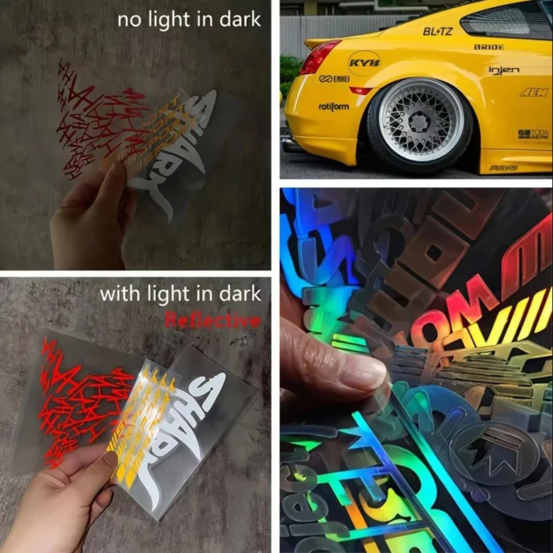 15pcs Car Stickers Set Random Styles Reflective Racing Sponsor Vinyl Decals for JDM Style Car Window Bumper Decoration Stickers