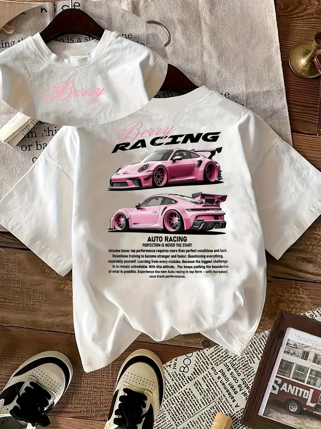 Women'S T-Shirt Car Print All-Season Wear Round Neck Short Sleeve Fashion Harajuku Kawaii T-shirt Women's Y2K Clothing