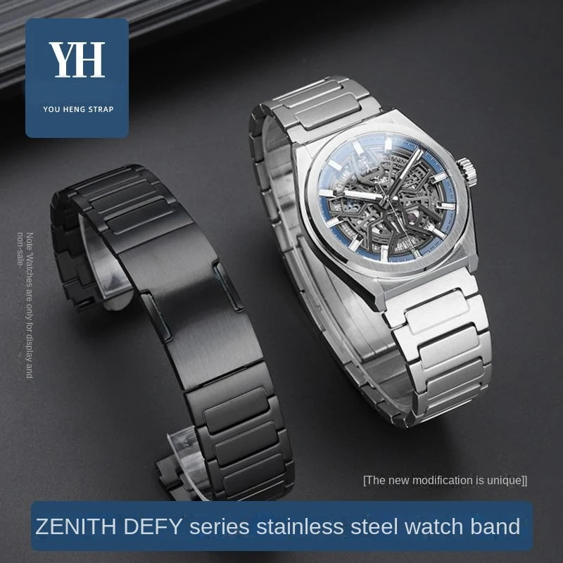 

For ZENISH Zenith DEFY series 95.9000.670 Modified Stainless Steel Black Silver Watch Chain Strap Metal Watchband 22mm 23mm