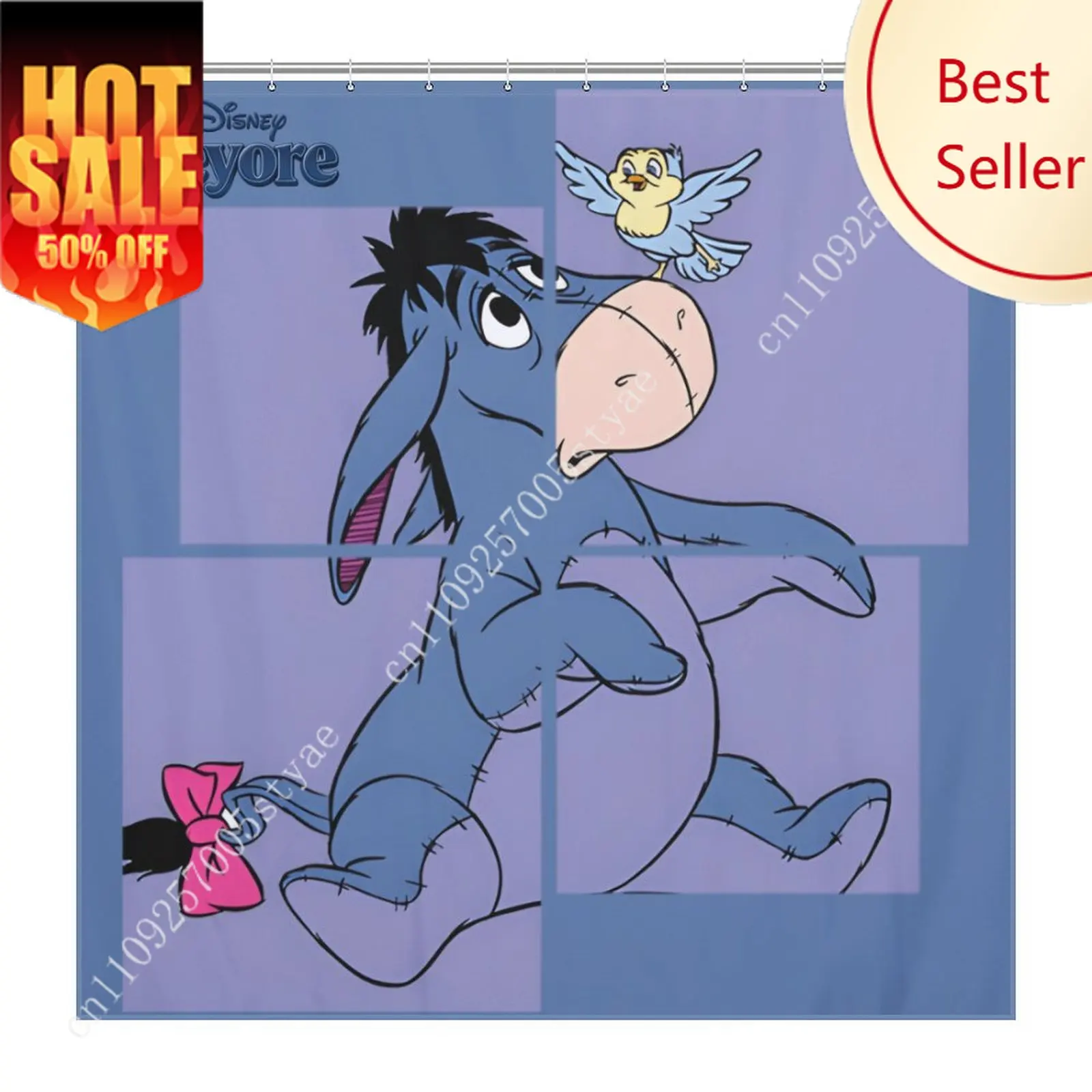 

Eeyore Shower Curtain Disney Cartoon Movie Kids Cute Animal Bathroom Home Party Decoration Waterproof Custom Bath Curtain
