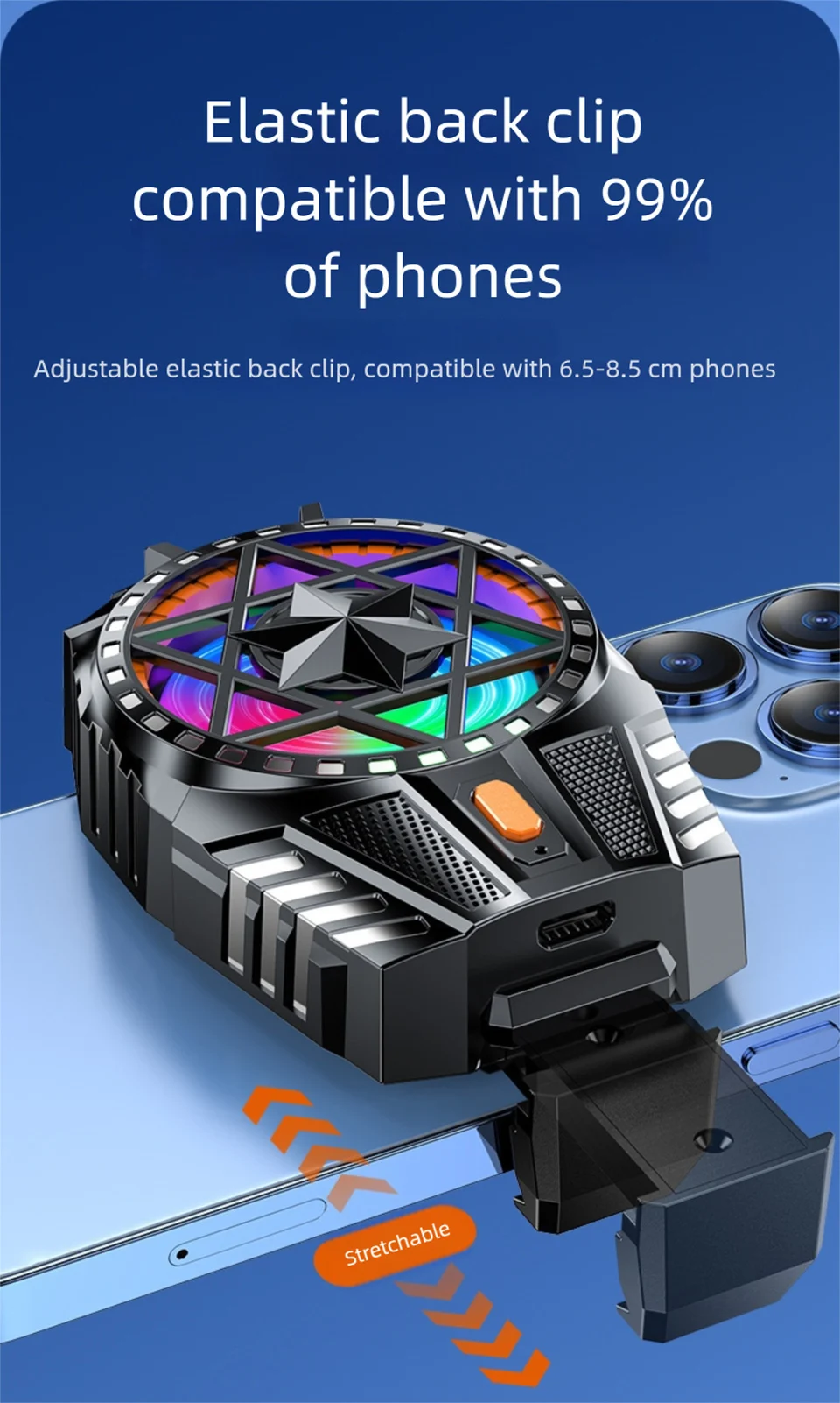 Mobile Phone Radiator Ice Cooler Magnetic Snap-On Cooling Fan RGB Lights Portable Game Cooler For Vlog Mobile Gaming